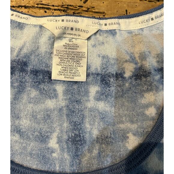 Lucky Brand women’s Size M tie-dye blue tank top and shorts pajama set NWOT - Picture 3 of 8